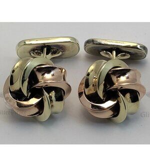 Signed Hermann Murle (HM) 8.3g Solid 14k Rose & Yellow Gold Knot Cufflinks